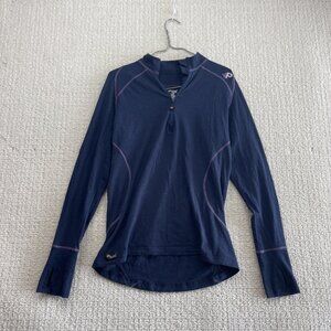 Pajar Canada 1/4 Zip Shirt Base Layer Long Sleeve Wom Sz L Dark Blue / Purple